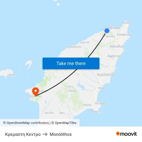Kremasti Center to Monolith map