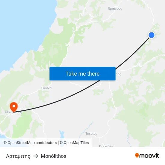 Artamitis to Monolith map