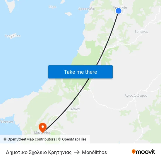 Kritinia Primary School to Monolith map