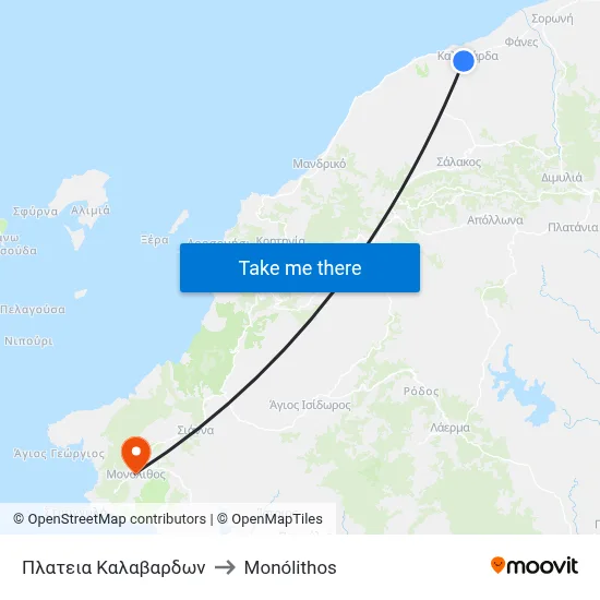 Kalavarda Square to Monolith map
