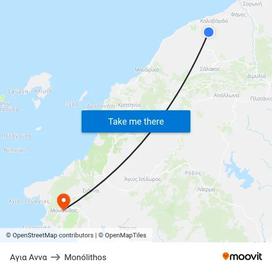 Agia Anna to Monolith map