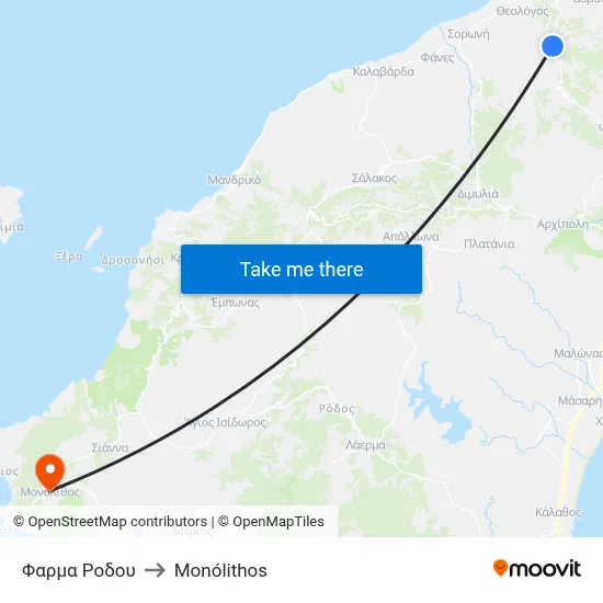 Rhodes Farm to Monolith map