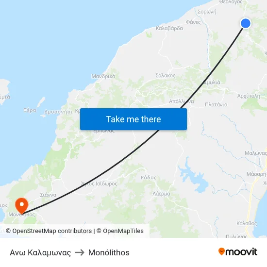 Ano Kalamonas to Monolith map