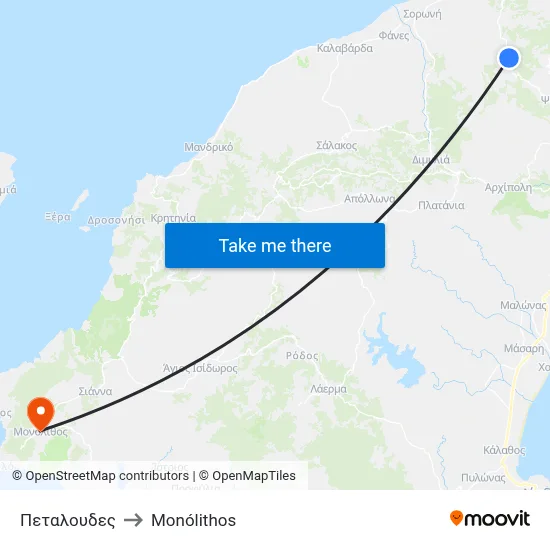 Petaloudes to Monolith map