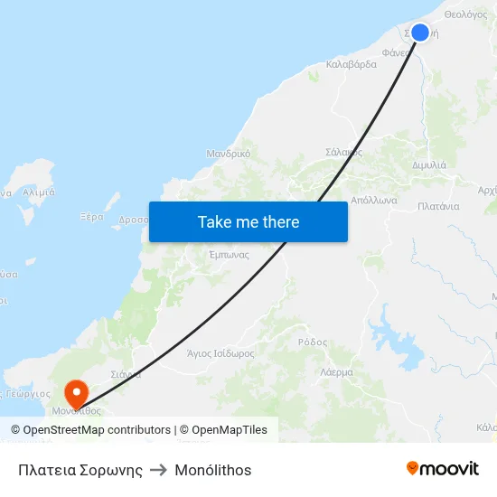 Soroni Square to Monolith map