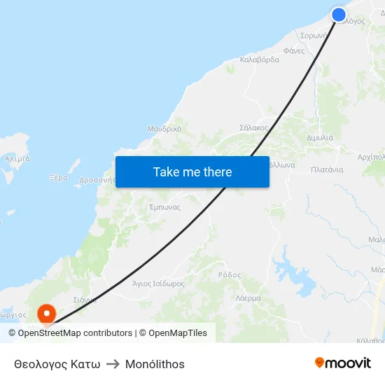 Lower Theologos to Monolith map