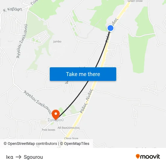 IKA to Sgourou map