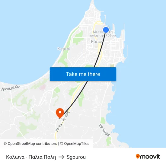 Kolona - Old Town to Sgourou map