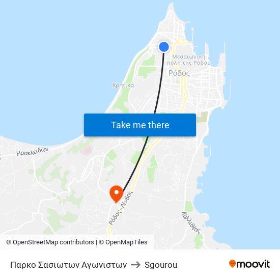 Παρκο Σασιωτων Αγωνιστων to Sgourou map