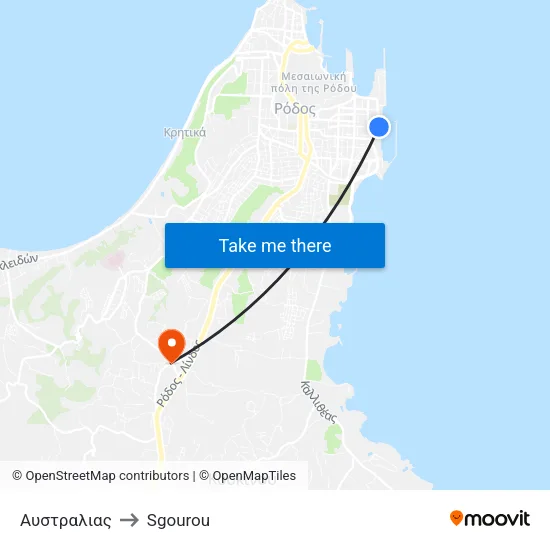 Australias to Sgourou map