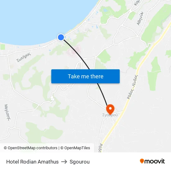 Hotel Rodian Amathus to Sgourou map