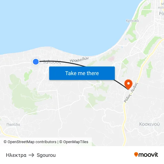 Elektra to Sgourou map