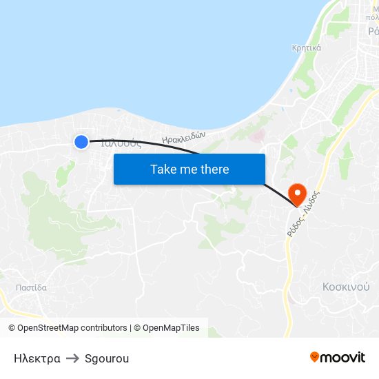 Ηλεκτρα to Sgourou map