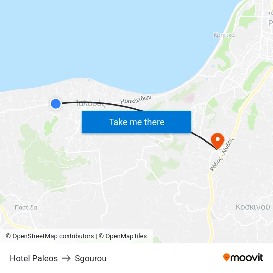 Hotel Paleos to Sgourou map