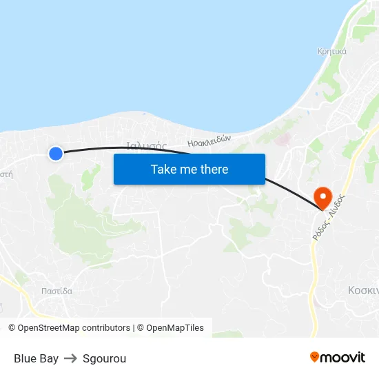 Blue Bay to Sgourou map