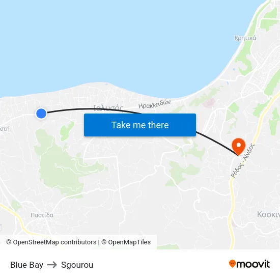Blue Bay to Sgourou map