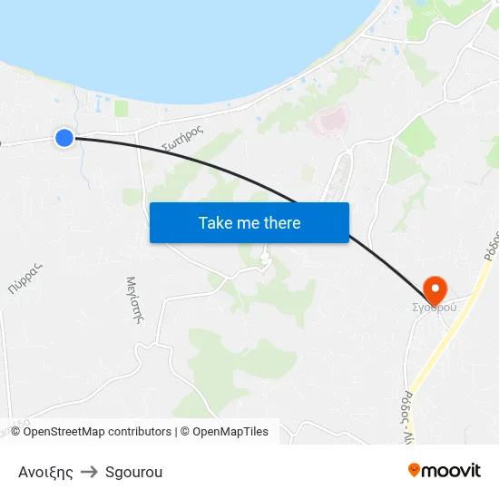 Anixis to Sgourou map