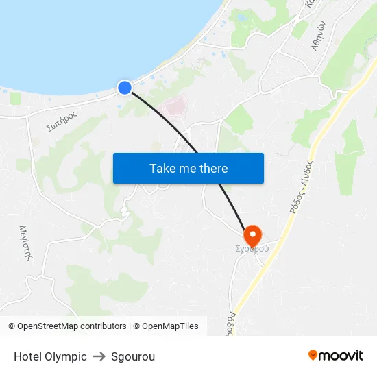 Olympic Hotel to Sgourou map