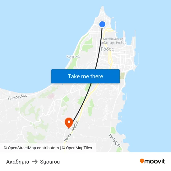 Academy to Sgourou map