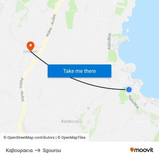 Kavourakia to Sgourou map