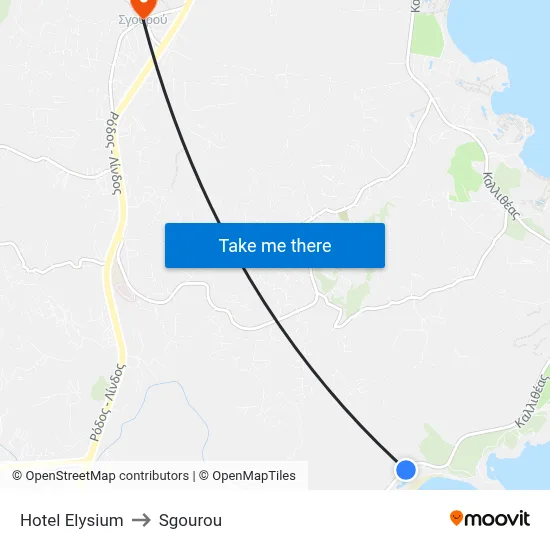 Hotel Elysium to Sgourou map