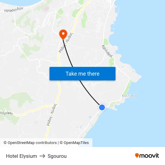 Hotel Elysium to Sgourou map