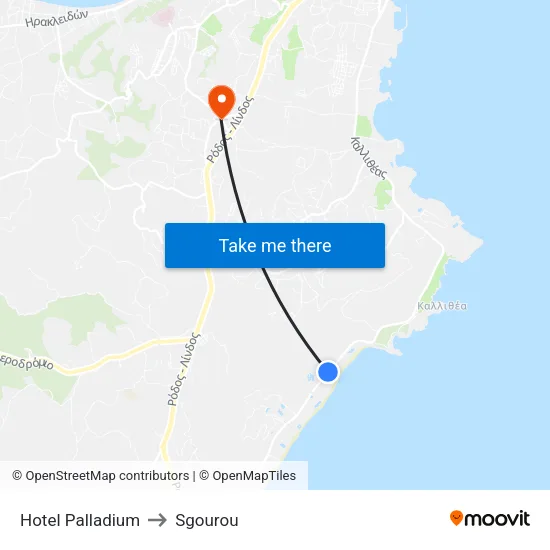 Palladium Hotel to Sgourou map