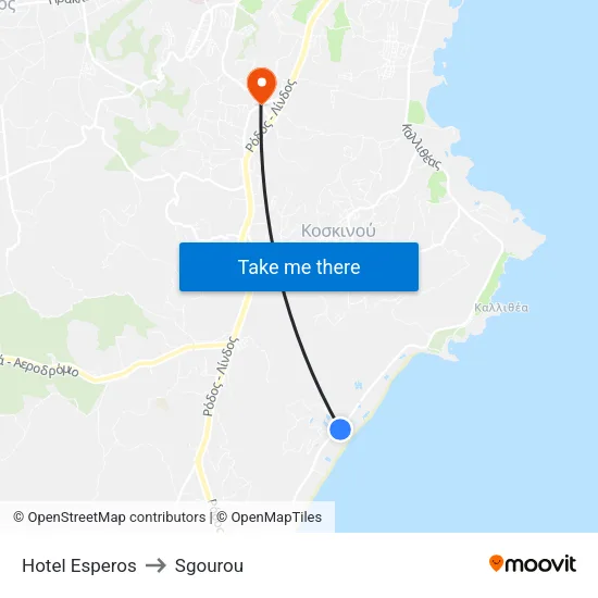 Hotel Esperos to Sgourou map