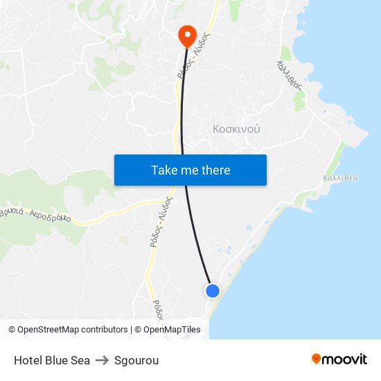 Hotel Blue Sea to Sgourou map