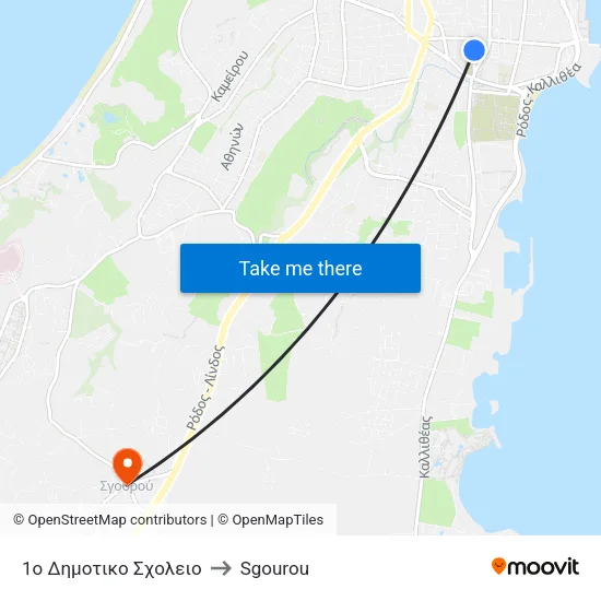 1st Primary School to Sgourou map