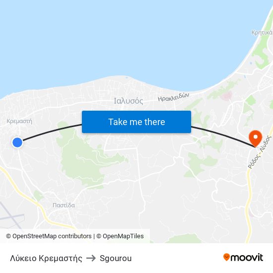 Λύκειο Κρεμαστής to Sgourou map