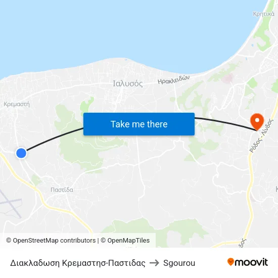 Kremasti-Pastida Junction to Sgourou map