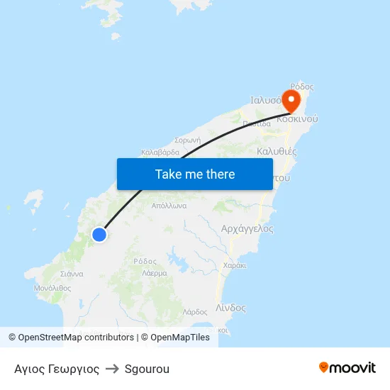 Saint George to Sgourou map