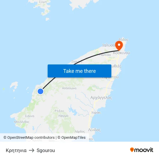 Kritinia to Sgourou map