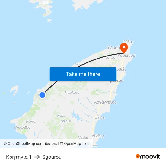 Kritinia 1 to Sgourou map
