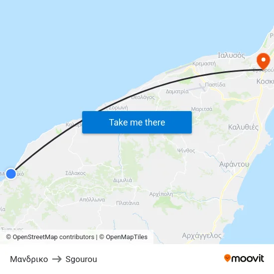 Mandriko to Sgourou map