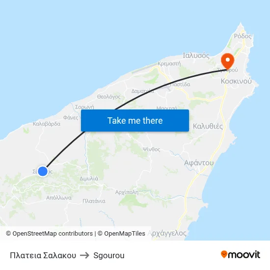 Salakos Square to Sgourou map
