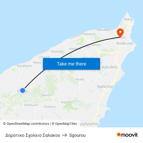 Salakos Primary School to Sgourou map
