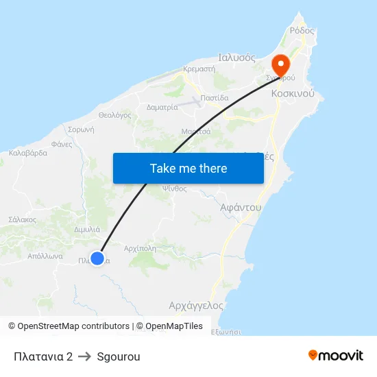 Platania 2 to Sgourou map