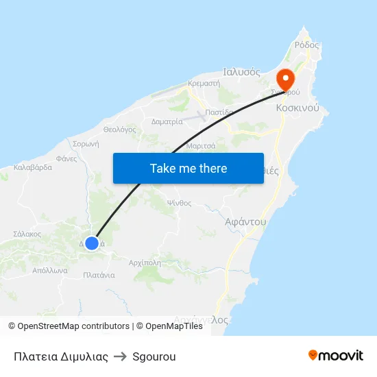Dimylia Square to Sgourou map