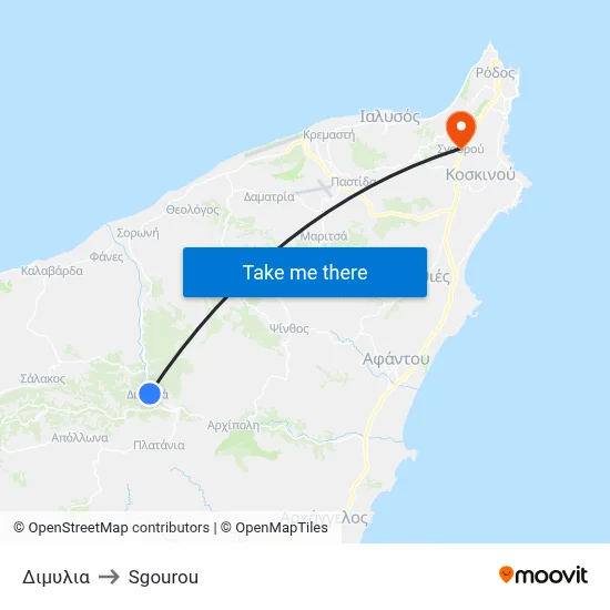 Dimylia to Sgourou map