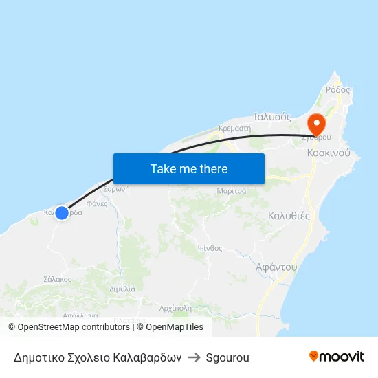 Kalvardes Primary School to Sgourou map