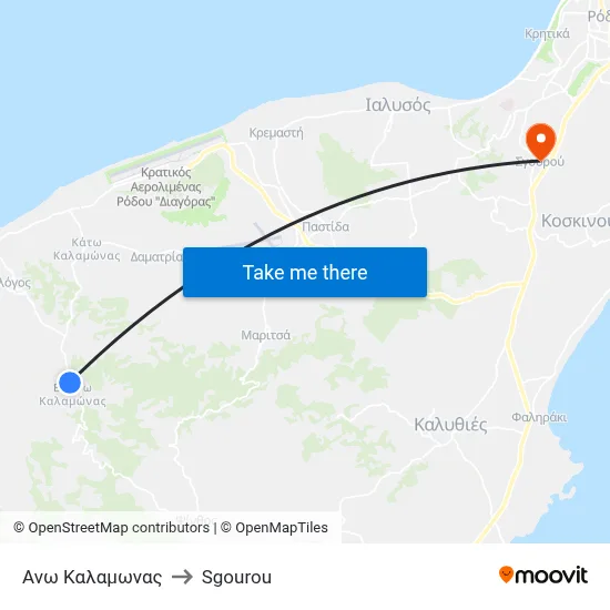 Ano Kalamonas to Sgourou map