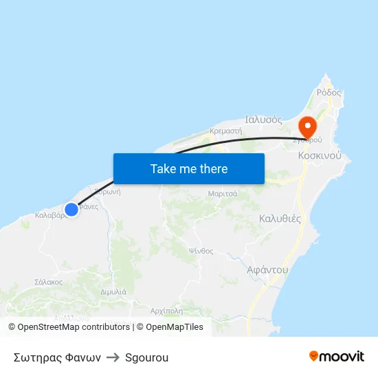 Sotiras Fanon to Sgourou map