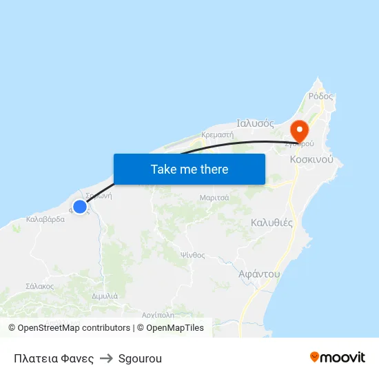 Fanes Square to Sgourou map