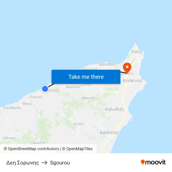 Soroni Power Station to Sgourou map