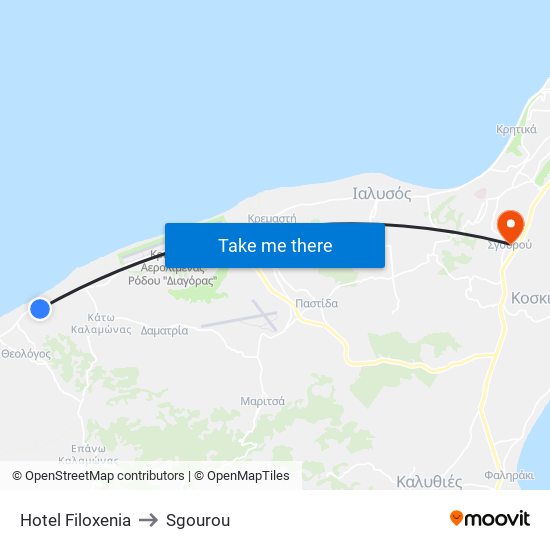 Hotel Filoxenia to Sgourou map