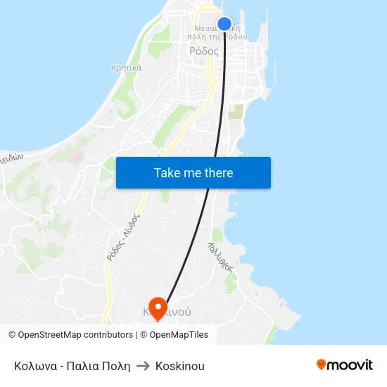 Κολωνα - Παλια Πολη to Koskinou map