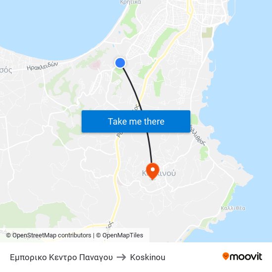 Εμπορικο Κεντρο Παναγου to Koskinou map