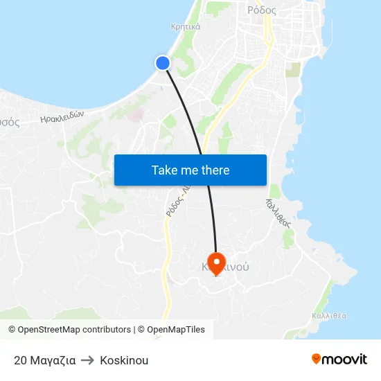 20 Shops to Koskinou map